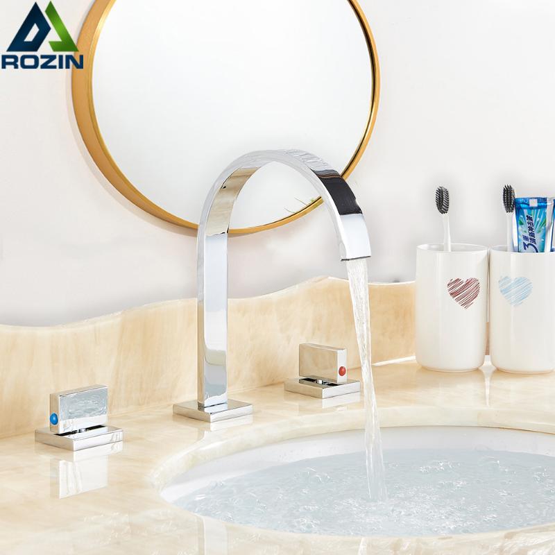 Polished Chrome Basin Faucets Deck Mounted Square Bathroom Sink Faucets Double Handle 3 Hole Cold Hot Basin Water Tap
Polished Chrome Basin Faucets Deck Mounted Square Bathroom Sink Faucets Double Handle 3 Hole Cold Hot Basin Water Tap