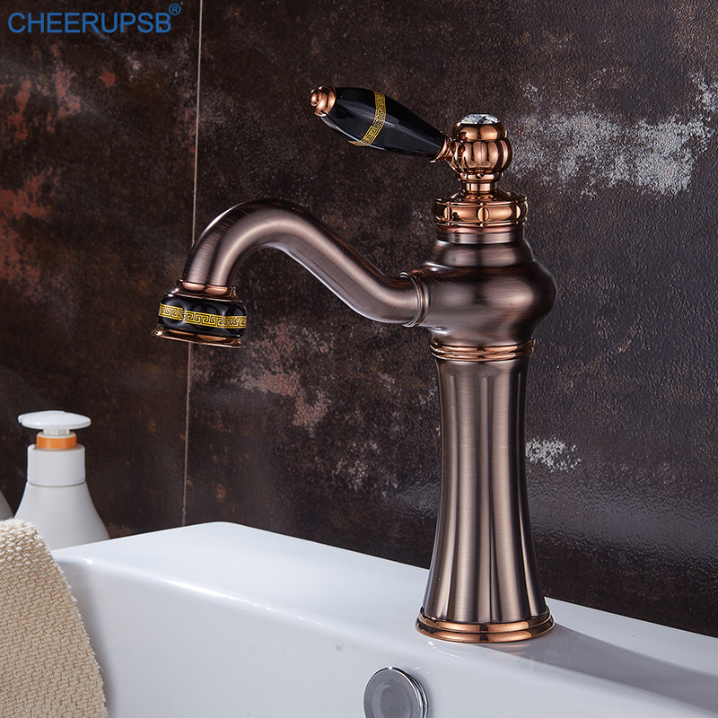 Single Handle Bathroom Faucet Hot Cold Water Mixer ORB Tap Washbasin Luxury Rose Gold Faucet Deck Mounted Antique Basin Torneira
Single Handle Bathroom Faucet Hot Cold Water Mixer ORB Tap Washbasin Luxury Rose Gold Faucet Deck Mounted Antique Basin Torneira