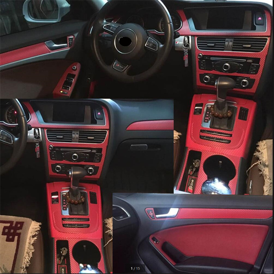 For Audi A4 B8 2008-2016 Interior Central Control Panel Door Handle 3D/5D Carbon Fiber Stickers Decals Car styling Accessorie