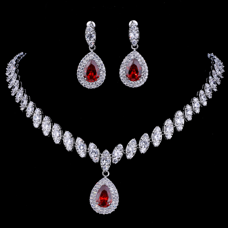 Emmaya Simulated Bridal Jewelry Sets Silver Color Necklace Sets 4 Colors Wedding Jewelry Parure Bijoux Femme Y200810