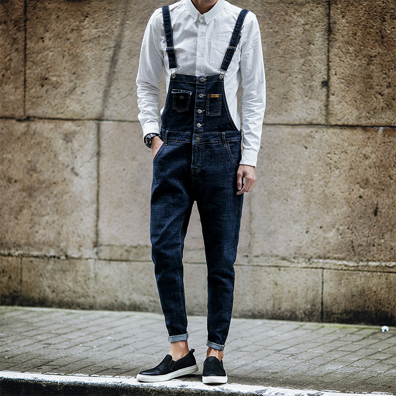 European and American tide Hip-Hop jeans Jumpsuit Men's Slim Korean Bib pants Light-colored Hole Nine pants Men's Overalls, Blue
European and American tide Hip-Hop jeans Jumpsuit Men's Slim Korean Bib pants Light-colored Hole Nine pants Men's Overalls, Blue