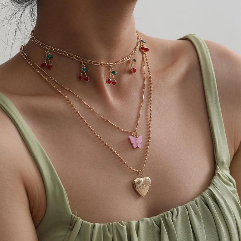 Hot Selling Cherry Choker Necklaces For Women Jewellery High Quality Pink Butterfly Heart Collar Necklaces Crystal Collier
Hot Selling Cherry Choker Necklaces For Women Jewellery High Quality Pink Butterfly Heart Collar Necklaces Crystal Collier