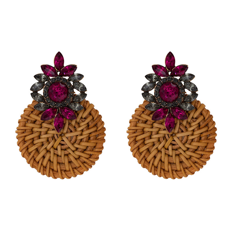 Creative Bamboo Braided Earrings Round Exaggerated Large Earrings Rhinestone Gem Earrings Bohemian Ethnic Earring Charm Studs Earring
Creative Bamboo Braided Earrings Round Exaggerated Large Earrings Rhinestone Gem Earrings Bohemian Ethnic Earring Charm Studs Earring