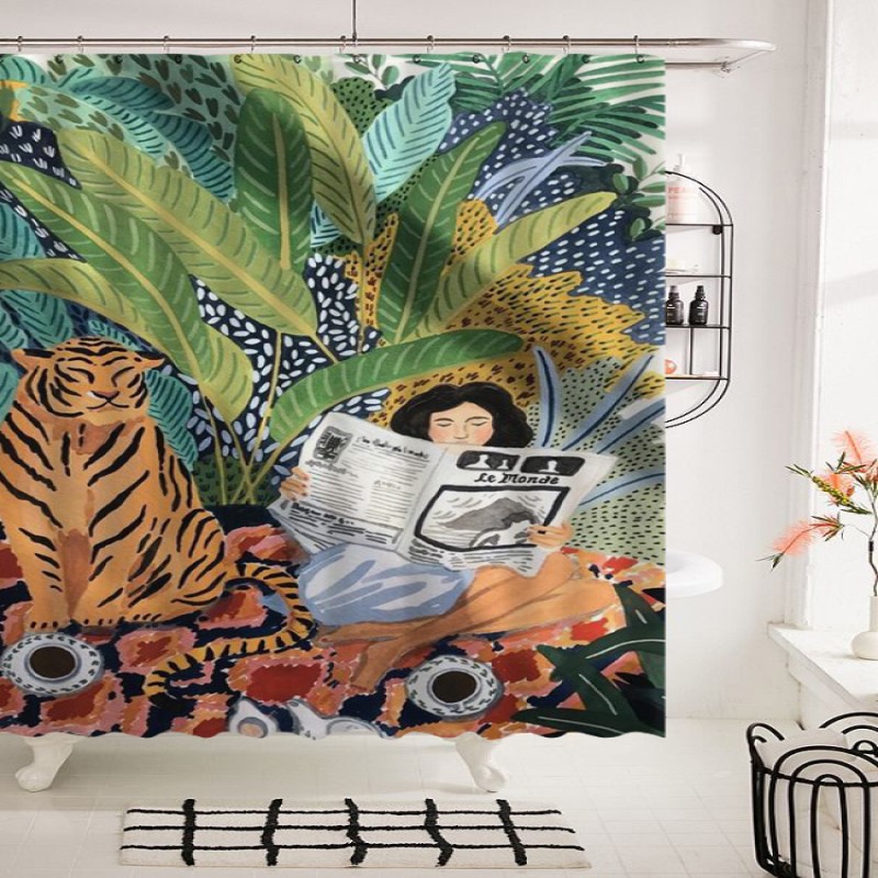 3D printed shower curtain Tiger Girl bathroom shower curtain waterproof toilet partition Nordic hanging, White
3D printed shower curtain Tiger Girl bathroom shower curtain waterproof toilet partition Nordic hanging, White