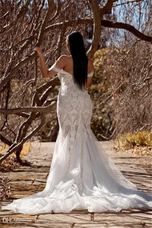 2021 plus size mermaid wedding dresses off the shoulder lace appliques country style robes de marie sweep train trumpet bridal gowns