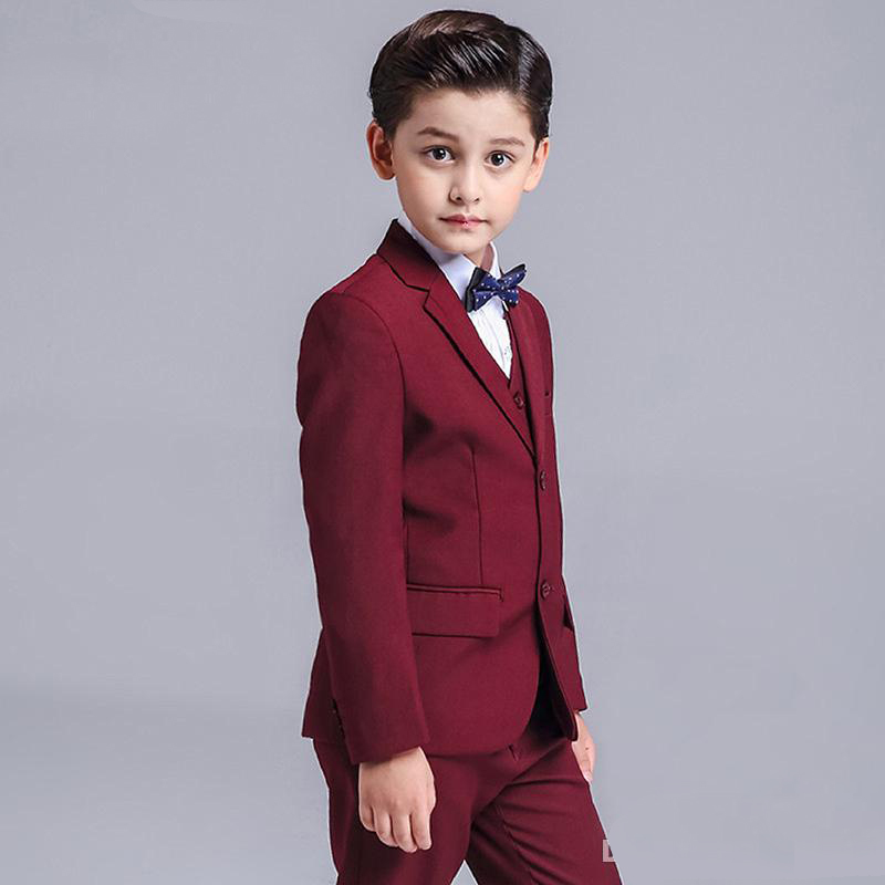 burgundy boys formal suits dinner tuxedos little boy groomsmen kids children for wedding party prom suit wear jacketsvestpants