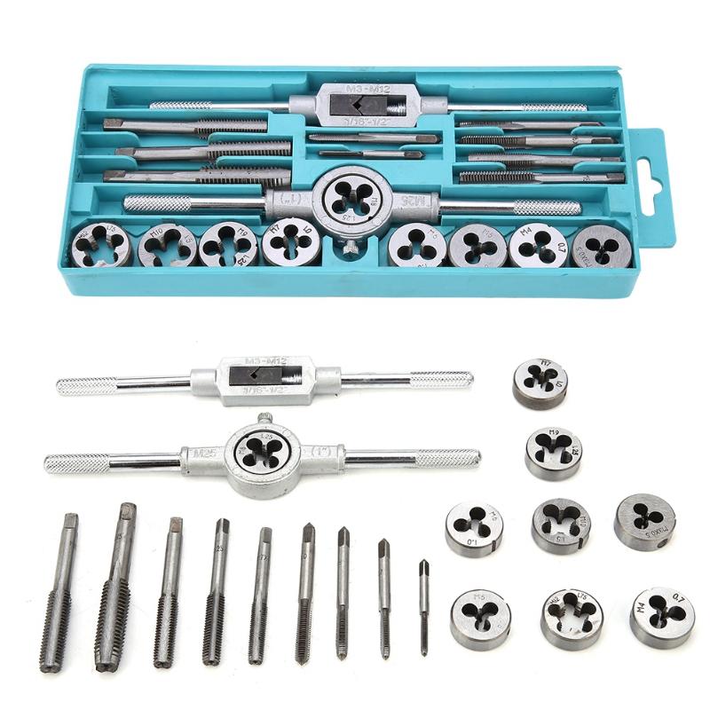 20pcs Taps and DIY Kit Dies Set M3~M12 wrench Screw Threading hand Tools Alloy Metal Tap Wrench & Die Hand With Bag
20pcs Taps and DIY Kit Dies Set M3~M12 wrench Screw Threading hand Tools Alloy Metal Tap Wrench & Die Hand With Bag