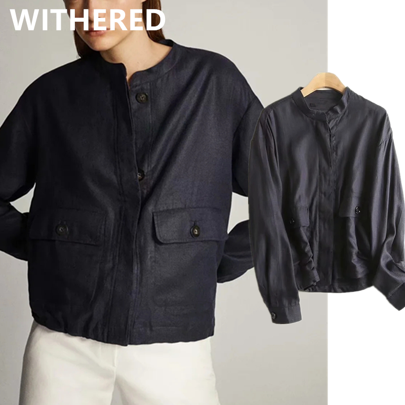 Withere england office lady simple cargo pockets linen bomber jacket women casaco feminino jaqueta feminina short coat women top, Khaki
Withere england office lady simple cargo pockets linen bomber jacket women casaco feminino jaqueta feminina short coat women top, Khaki