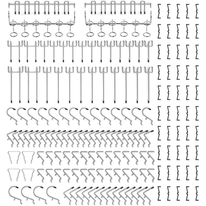 Pegboard Hooks Organizer Assortment with Metal Hooks,Pegboard Bins and Black Peg Locks Can Store Various Tools 120Pcs
Pegboard Hooks Organizer Assortment with Metal Hooks,Pegboard Bins and Black Peg Locks Can Store Various Tools 120Pcs