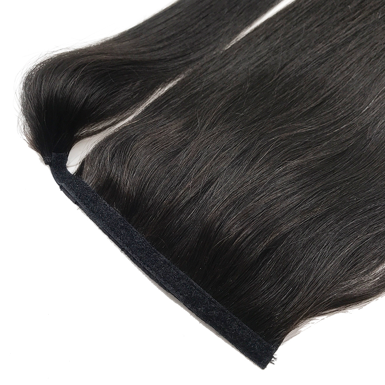 10A Grade Virgin Brazilian Human Thick Ends Clip In Extensions Slik Straight Ponytail Hair 120G