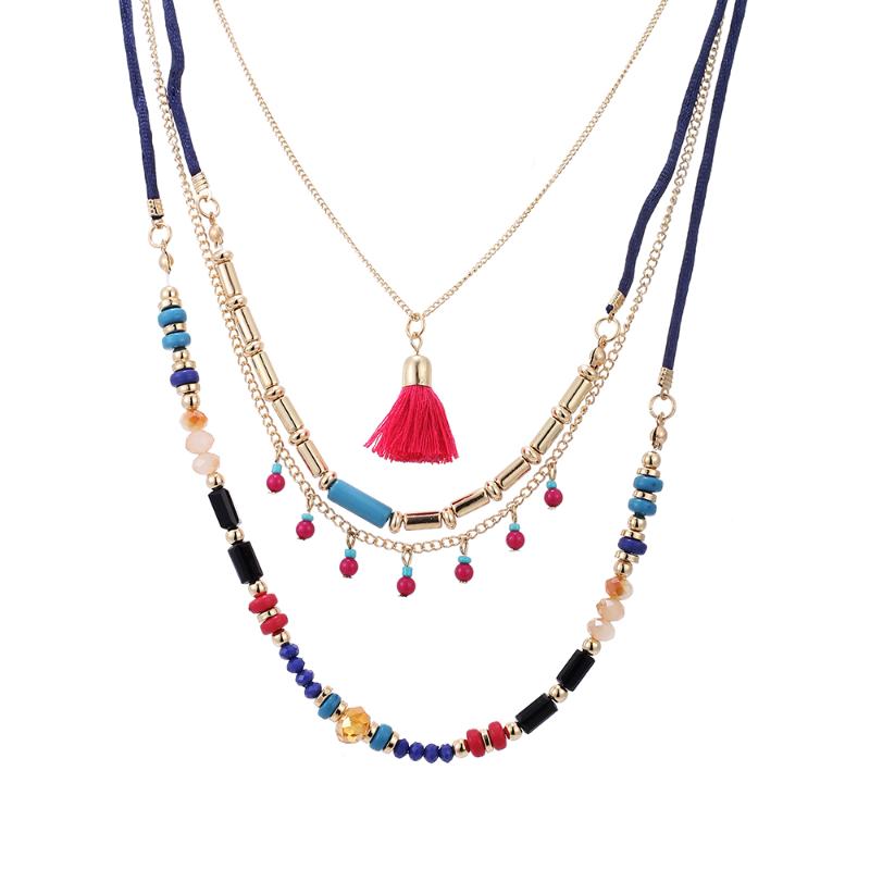 Bohemian Multi Layers Colorful Beads Tassel Necklaces Boho Ethnic Long Chain Collar Statement Necklace Women Jewelry Handmade 
Bohemian Multi Layers Colorful Beads Tassel Necklaces Boho Ethnic Long Chain Collar Statement Necklace Women Jewelry Handmade