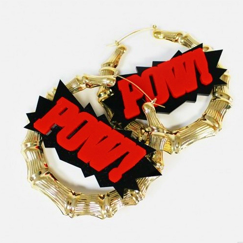 New Punk Red POW Big Bamboo Hoop Earrings For Women Girls Gold Color Large Round Earrings Hip Hop Party Jewelry Accessories Gift
New Punk Red POW Big Bamboo Hoop Earrings For Women Girls Gold Color Large Round Earrings Hip Hop Party Jewelry Accessories Gift