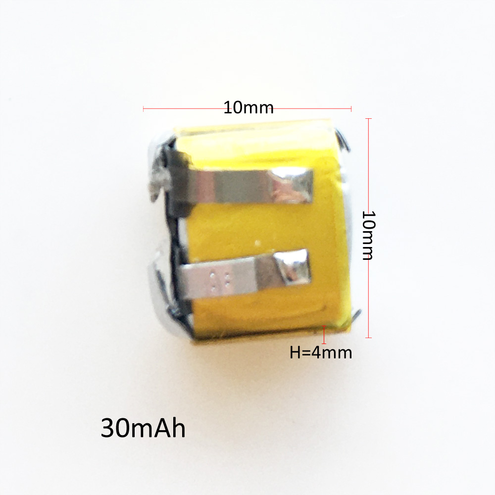 Model: 401010 3.7V 30mAh small size Lipo Rechargeable battery Lithium Polymer batteries cells For Mp3 bluetooth headset headphone
Model: 401010 3.7V 30mAh small size Lipo Rechargeable battery Lithium Polymer batteries cells For Mp3 bluetooth headset headphone