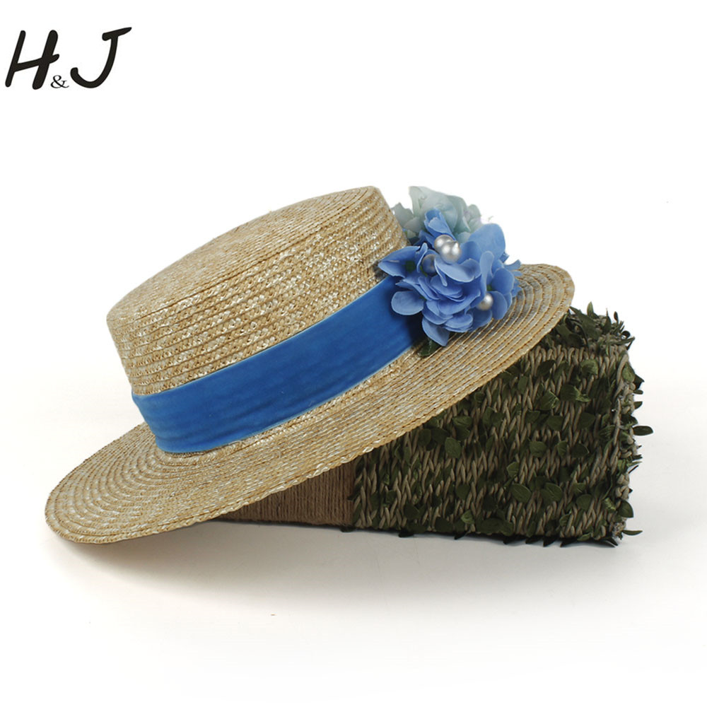 100% Wheat Straw Women Wide Brim Sun hat Fashion Lady Summer Flat Sunbonnet Boater Beach Hat With Blue Flower Dropshipping, Straw-blue flower 
100% Wheat Straw Women Wide Brim Sun hat Fashion Lady Summer Flat Sunbonnet Boater Beach Hat With Blue Flower Dropshipping, Straw-blue flower