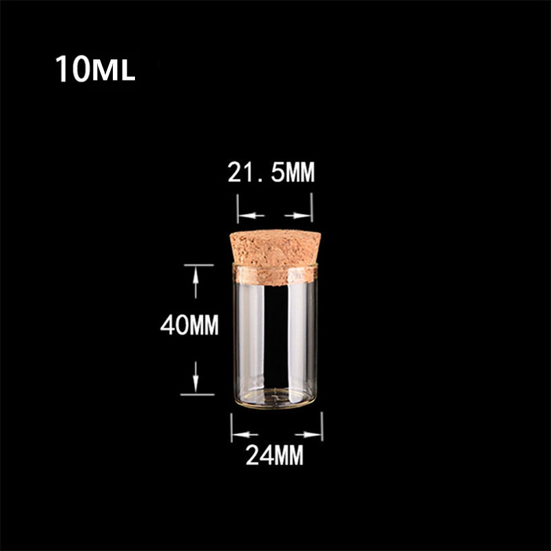 10ml Small Test Tube with Cork Stopper Glass Spice Bottles Container Jars 2440mm DIY Craft Transparent Straight Glass Bottle HHA12593321