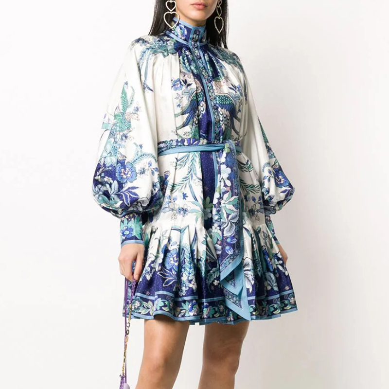 Gedivoen Fashion Runway Spring Autumn Dress Women Stand Collar Print Lace Up A Line Dress Party Short Mini Dresses Vestidos, Blue
Gedivoen Fashion Runway Spring Autumn Dress Women Stand Collar Print Lace Up A Line Dress Party Short Mini Dresses Vestidos, Blue