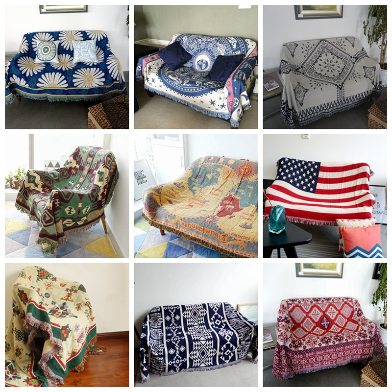 Thread Blanket Sofa Cover Cloth Art Pure Cotton Hanging Tapestry Throws Blanket on Sofa/Bed/Plane Knit with Tassel
Thread Blanket Sofa Cover Cloth Art Pure Cotton Hanging Tapestry Throws Blanket on Sofa/Bed/Plane Knit with Tassel