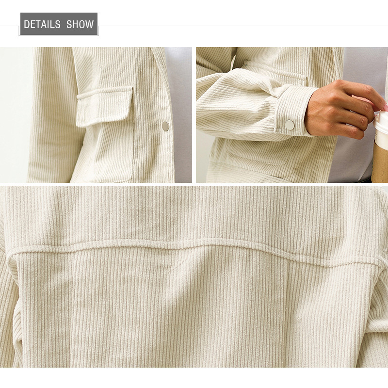 VITIANA Corduroy Short Jacket Women Autumn 2019 Female Long Sleeve Buttons Pockets Elegant Short Coat Womens Jackets and Coats CX200811