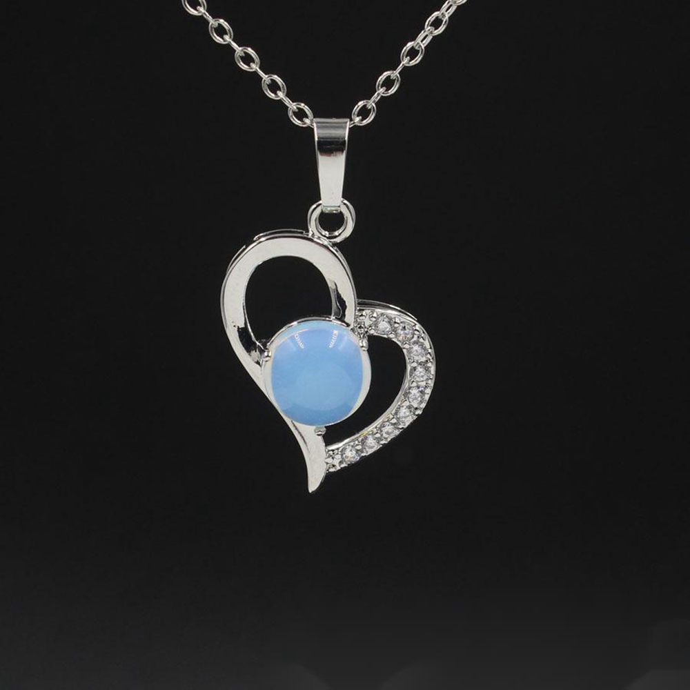 QIMOSHI Infinity Love Heart Pendant Necklace for Friend monther Crystal Chakra Yoga Jewelry Available in Various Colored Stones