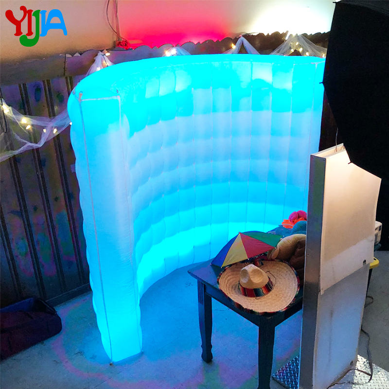 Multi LED Color changing 10ft Wedding Party Photo Booth backdrop Inflatable Wall With LED Strips Top and Bottom wall Sales