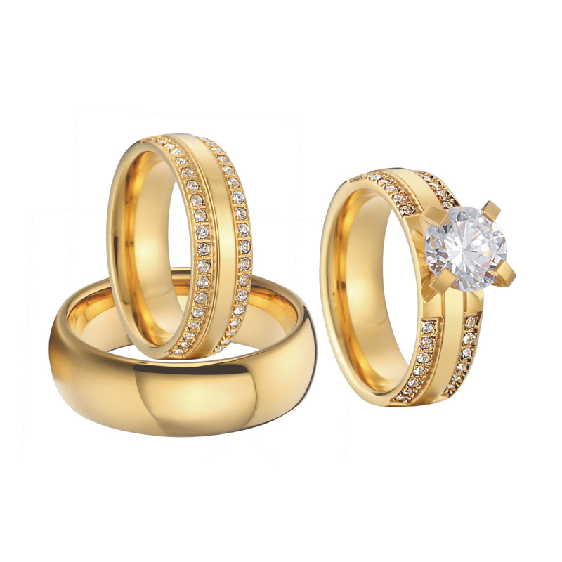 his and hers bridal 3 piece golden wedding anniversary rings set for couple Alliances Anel anillos bague
his and hers bridal 3 piece golden wedding anniversary rings set for couple Alliances Anel anillos bague