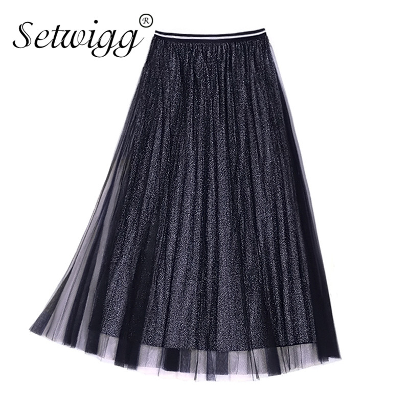SETWIGG Spring Metallic Long Pleated Gauze Skirts High Waist Silver Starry A-line Mid-calf Long Summer Skirts Pink Gray, Ivory
SETWIGG Spring Metallic Long Pleated Gauze Skirts High Waist Silver Starry A-line Mid-calf Long Summer Skirts Pink Gray, Ivory