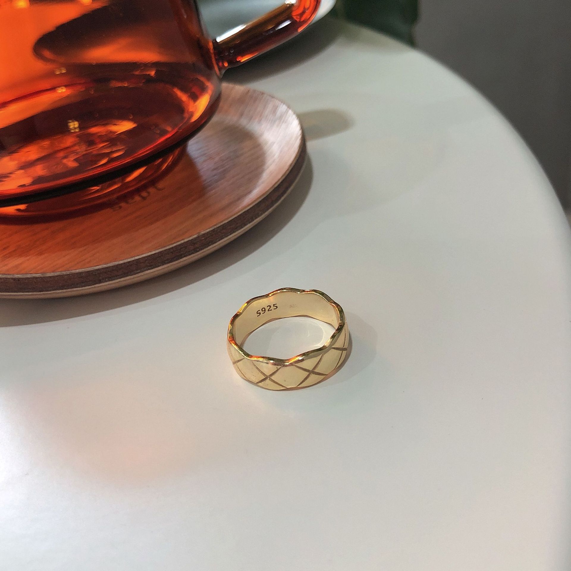 New design 925 sterling silver vintage jewelry gold color hand-made designer women's band rings Japanese South korea style
