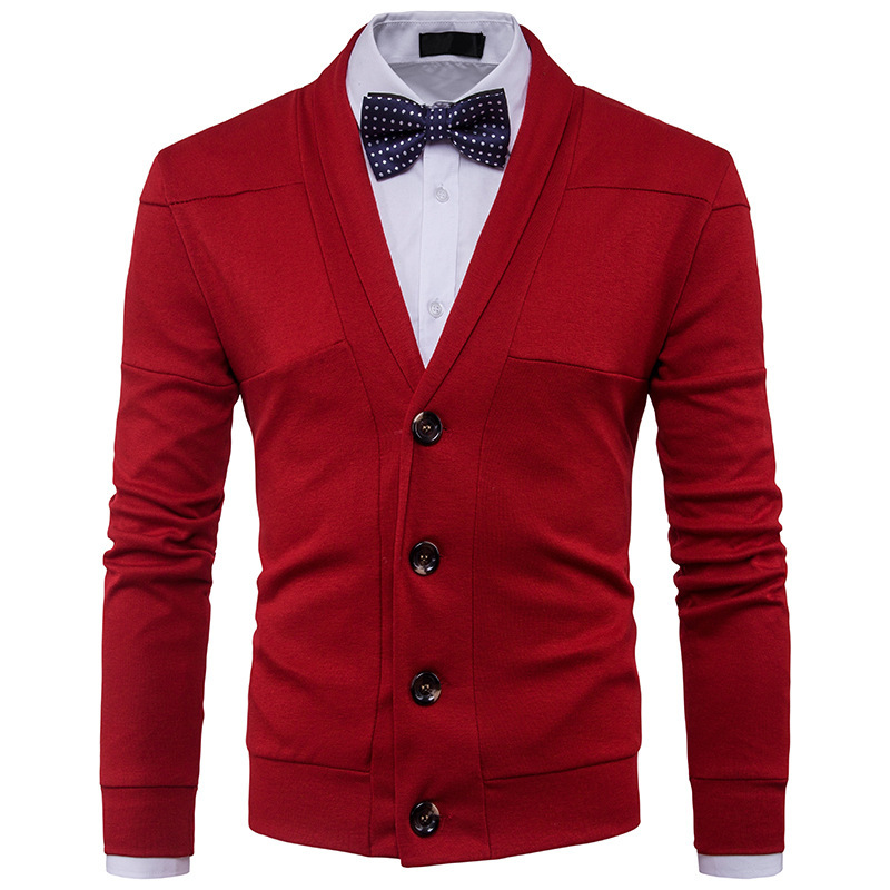 2020 Men Sweater Autumn Long-sleeved V-neck Slim Cardigan Single-breasted Fashion Solid Men Sweater Dress, Black
2020 Men Sweater Autumn Long-sleeved V-neck Slim Cardigan Single-breasted Fashion Solid Men Sweater Dress, Black