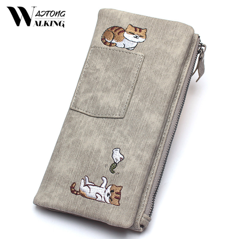 Women Long Wallet Teenage Girls Cat Embroidery Canvas Clutch Money Bag Card Holder Ladies Large Capacity Jeans Style Coin Purse, Black
Women Long Wallet Teenage Girls Cat Embroidery Canvas Clutch Money Bag Card Holder Ladies Large Capacity Jeans Style Coin Purse, Black