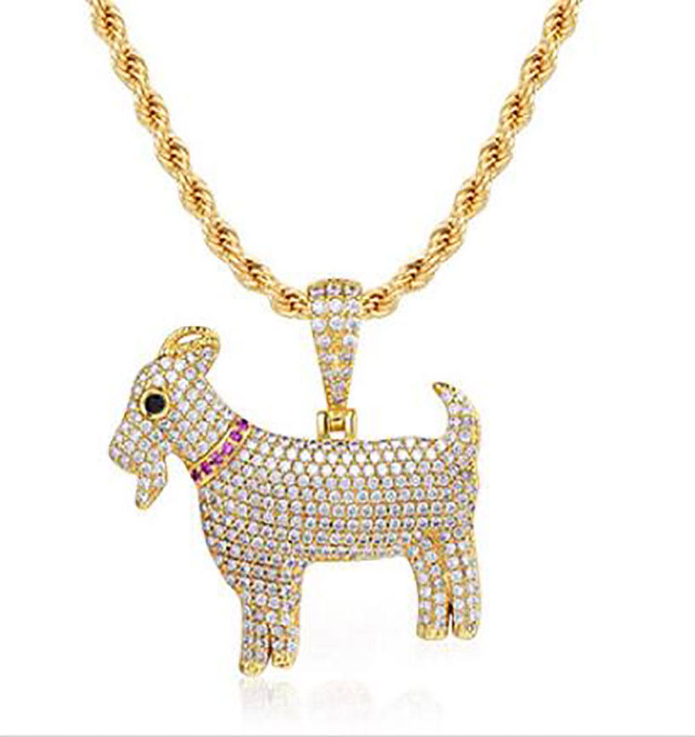 14K Gold Plated Zirconia GOAT Pendant Bling Pendant Necklace Iced Gold Silver Rosegold HipHop Jewelry Mens Women Gifts