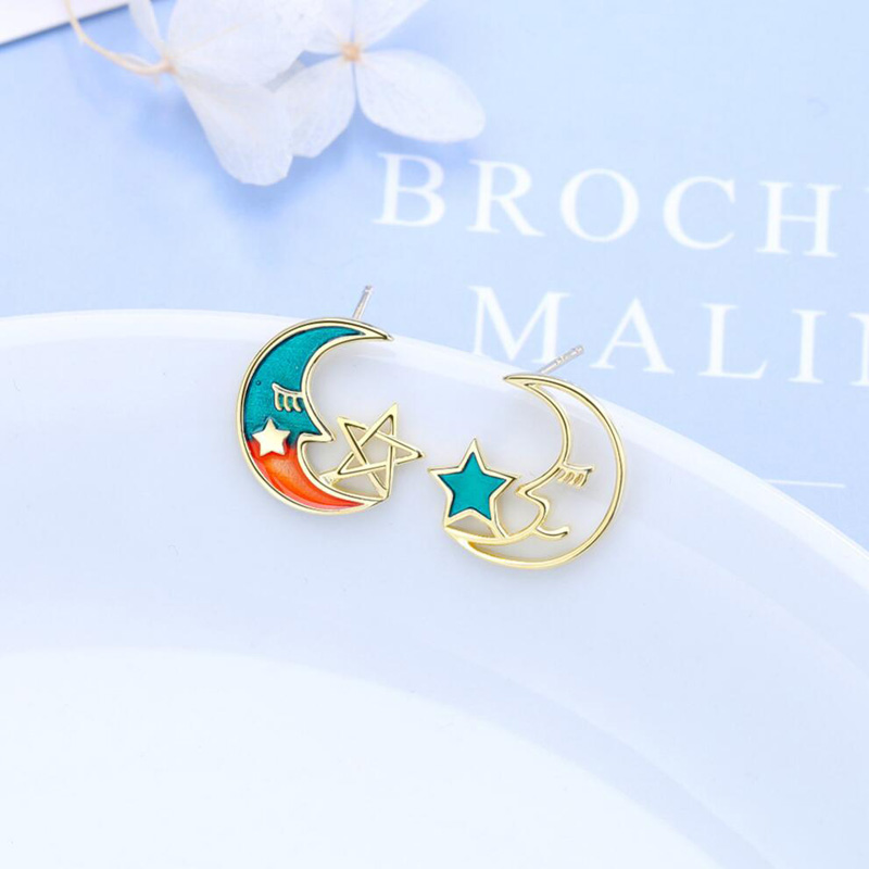 New Cute Asymmetry Moon Star Earrings For Women Jewelry 925 Sterling Silver Earring Fashion Girl Party Accessories KOFSAC
New Cute Asymmetry Moon Star Earrings For Women Jewelry 925 Sterling Silver Earring Fashion Girl Party Accessories KOFSAC