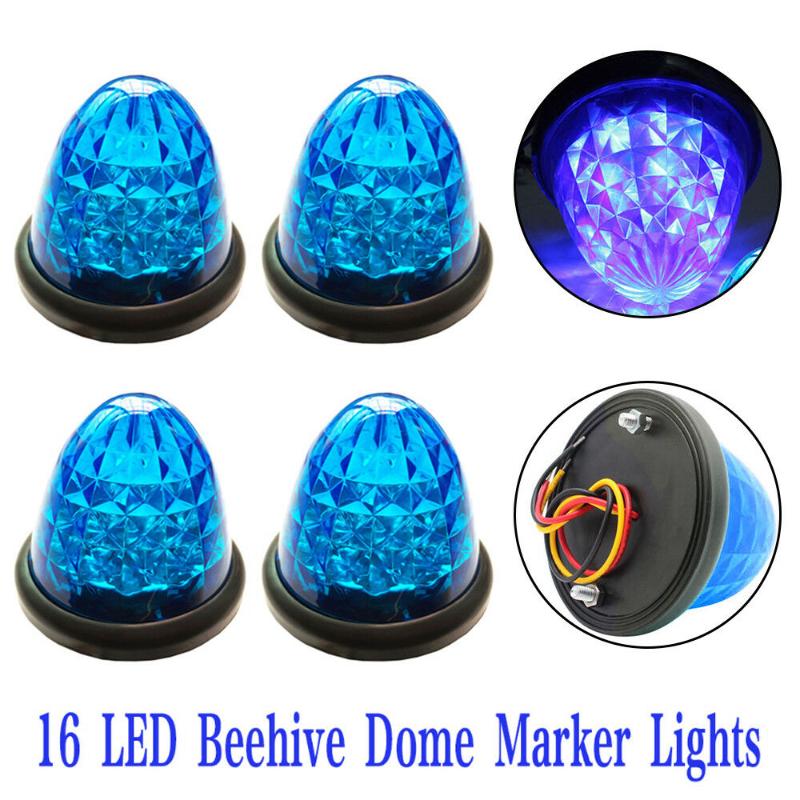 4x Blue Beehive Side Marker Lights Grommet 16-LED Cab Sleeper Light Trailer 12V 87*75mm Car LED Trailer Side Light, As pic 
4x Blue Beehive Side Marker Lights Grommet 16-LED Cab Sleeper Light Trailer 12V 87*75mm Car LED Trailer Side Light, As pic
