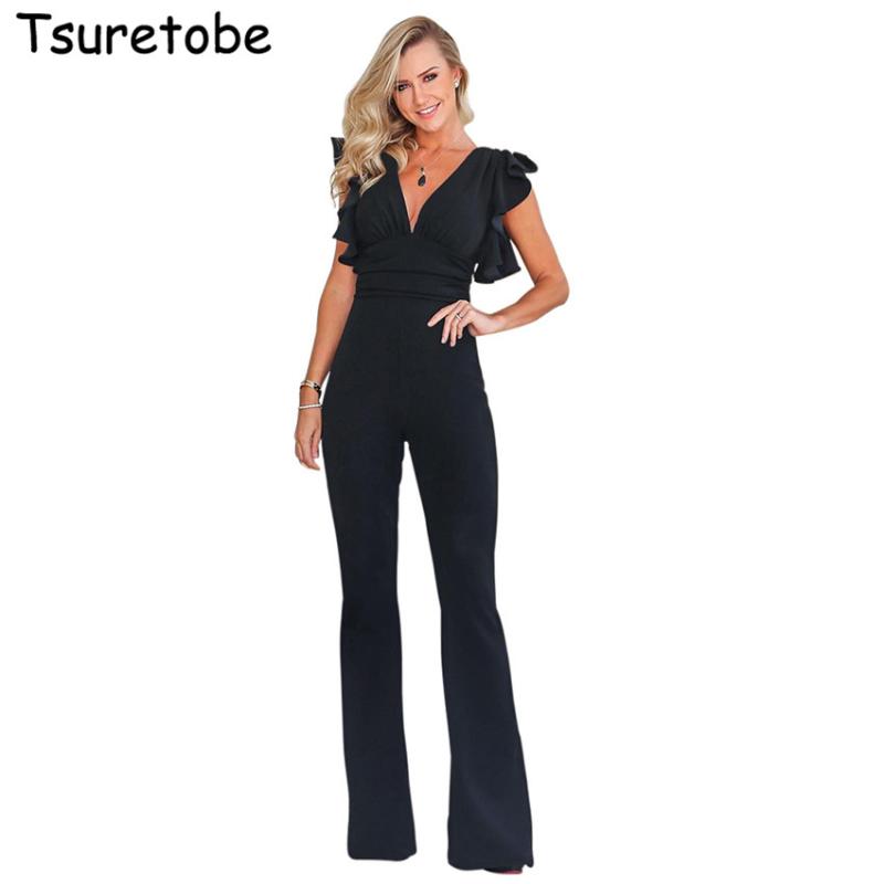 Tsuretobe New Fashion Bodycon Ruffle Jumpsuit Rompers Women Summer Pleated Elegant Jumpsuit Wide Leg Deep V Sexy Overalls Female, Black
Tsuretobe New Fashion Bodycon Ruffle Jumpsuit Rompers Women Summer Pleated Elegant Jumpsuit Wide Leg Deep V Sexy Overalls Female, Black