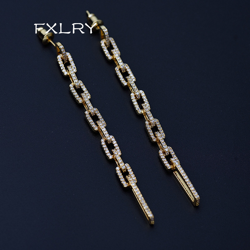 FXLRY Personality Design Top Quality Micro Inlay Zircon Long Tail Simple Chain Earrings For Women Luxury JEWELRY
FXLRY Personality Design Top Quality Micro Inlay Zircon Long Tail Simple Chain Earrings For Women Luxury JEWELRY