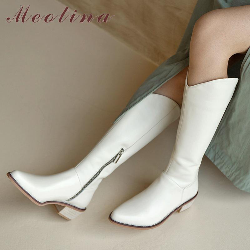 Meotina Western Boots Women Shoes Real Leather High Heel Knee High Boots Pointed Toe Block Heels Zipper Long Beige 33-40, Black synthetic lin
Meotina Western Boots Women Shoes Real Leather High Heel Knee High Boots Pointed Toe Block Heels Zipper Long Beige 33-40, Black synthetic lin