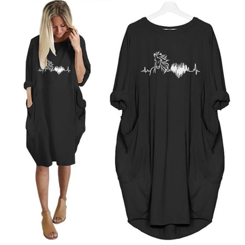 Pocket Hores Letters Print Dress Dress Clothing Women Dresses Vintage Vestidos Mujer Denim, Black
Pocket Hores Letters Print Dress Dress Clothing Women Dresses Vintage Vestidos Mujer Denim, Black