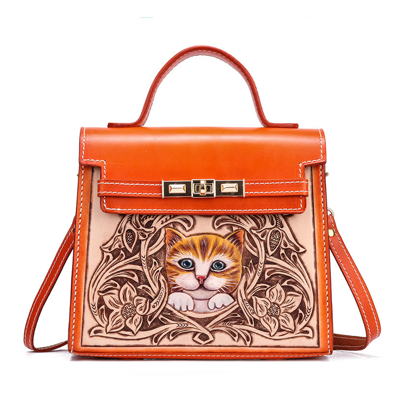 Handmade Flowers Cowhide Carved Luxury Handbags Cat Women Bags Designer 2020 Chinese Bags, Orange
Handmade Flowers Cowhide Carved Luxury Handbags Cat Women Bags Designer 2020 Chinese Bags, Orange