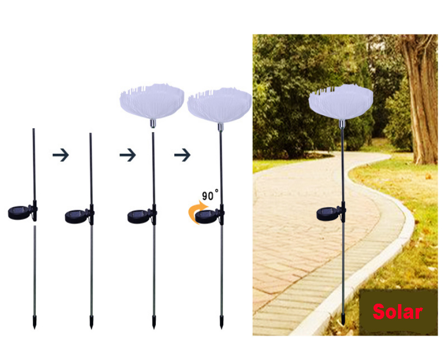 Lawn lamp Outdoor LED Jellyfish Fiber Optic Colorful Solar Lights Restaurant Home garden Decor Wedding Party Waterproof IP65 10pcs