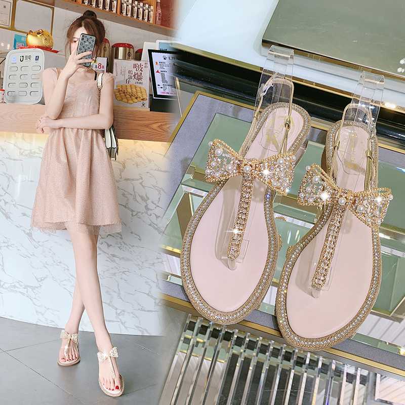 Koovan Women Sandals 2020 Fairy Style Summer New Flat Bottom Flip-Flop Rhinestone Roman Crystal Sandals With Pearl Bow Shoes, Pink
Koovan Women Sandals 2020 Fairy Style Summer New Flat Bottom Flip-Flop Rhinestone Roman Crystal Sandals With Pearl Bow Shoes, Pink