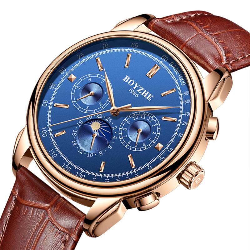 Fashion Men Top Automatic Mechanical Watch Casual Leather Moon Phase Classic Week Display Watches Relogio Masculino, Rose white
Fashion Men Top Automatic Mechanical Watch Casual Leather Moon Phase Classic Week Display Watches Relogio Masculino, Rose white