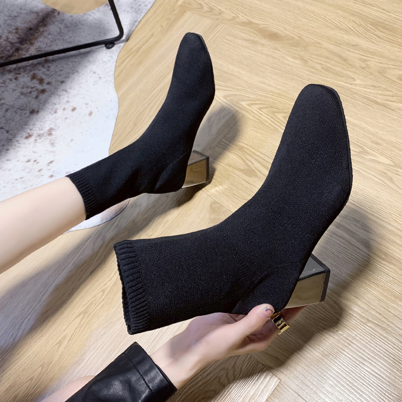 BJYL Women Boots High Heels Stretch Cloth Short Boots Square Toe Chunky Heel Ankle Solid Knitted Elastic Fabric Sock, Black
BJYL Women Boots High Heels Stretch Cloth Short Boots Square Toe Chunky Heel Ankle Solid Knitted Elastic Fabric Sock, Black