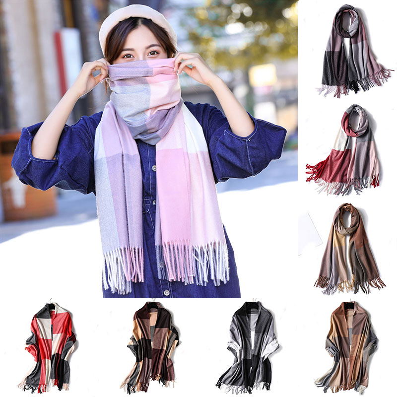 Warm Thicken Winter Scarf Female Foulard Hijab 200cm*70cm Long Soft Shawls Plaid Cashmere Head Scarves Tassels Scarves
Warm Thicken Winter Scarf Female Foulard Hijab 200cm*70cm Long Soft Shawls Plaid Cashmere Head Scarves Tassels Scarves