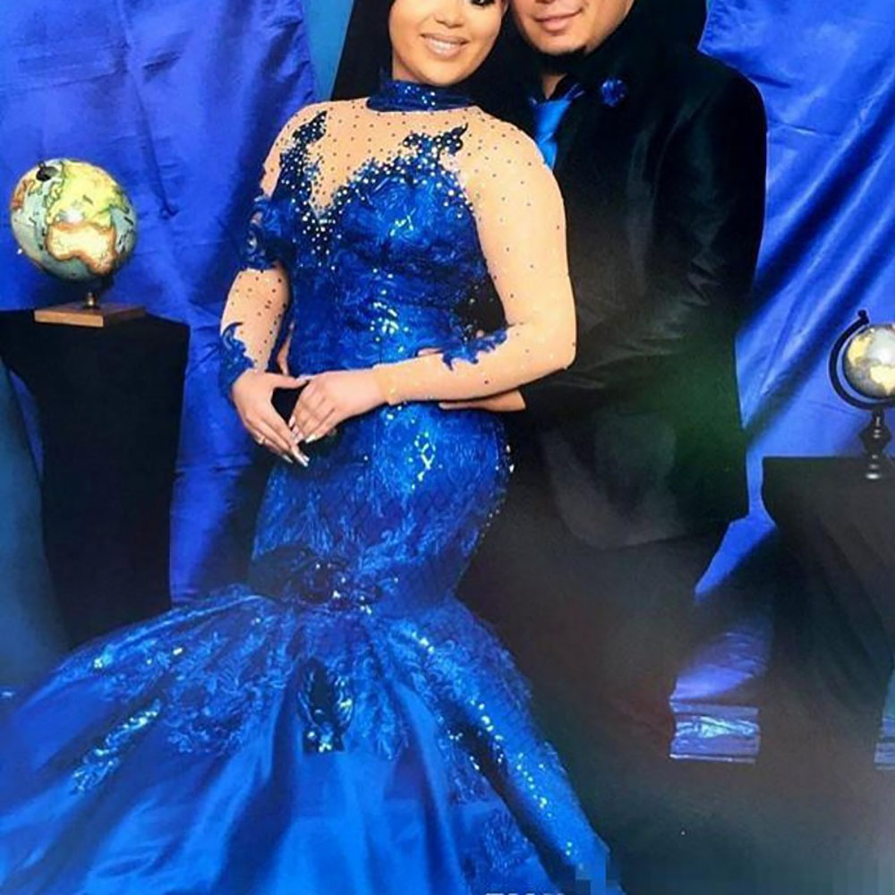 New Customize Royal Blue Evening Dresses High Neck Long Sleeves Lace Appliques Evening Gowns Plus Size Satin Mermaid Formal Wear, Black
New Customize Royal Blue Evening Dresses High Neck Long Sleeves Lace Appliques Evening Gowns Plus Size Satin Mermaid Formal Wear, Black