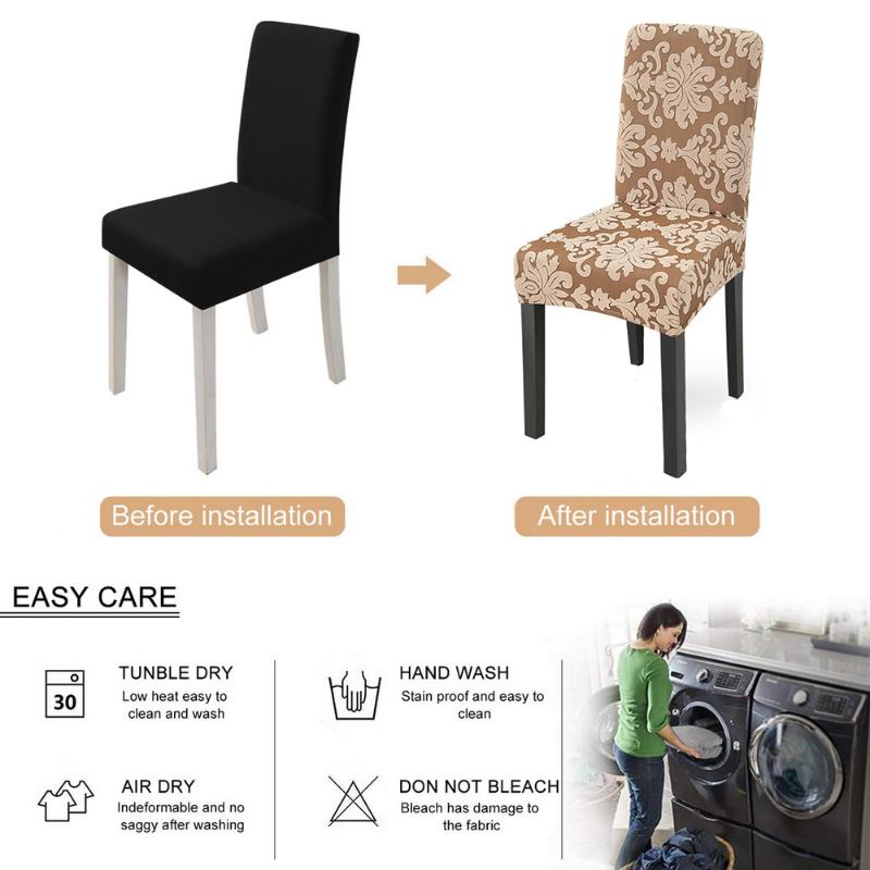 Europe Floral 3D Fabric Jacquard Stretch Elastic Chair Covers Spandex For Wedding Dining Room Office Banquet 1/2/4/6 Pcs