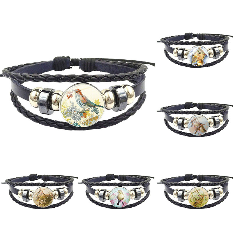 Three Feathered Friends Songbird For Girls Wholesale Fashion Novelty Glass Black Leather Bracelet Bangles
Three Feathered Friends Songbird For Girls Wholesale Fashion Novelty Glass Black Leather Bracelet Bangles