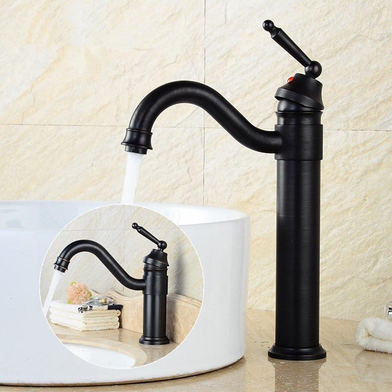tainless Steel Basin Faucets MaBlack Bathroom Sink Wash basin Tap Single Hole Hot&Cold Water Mixer Tap