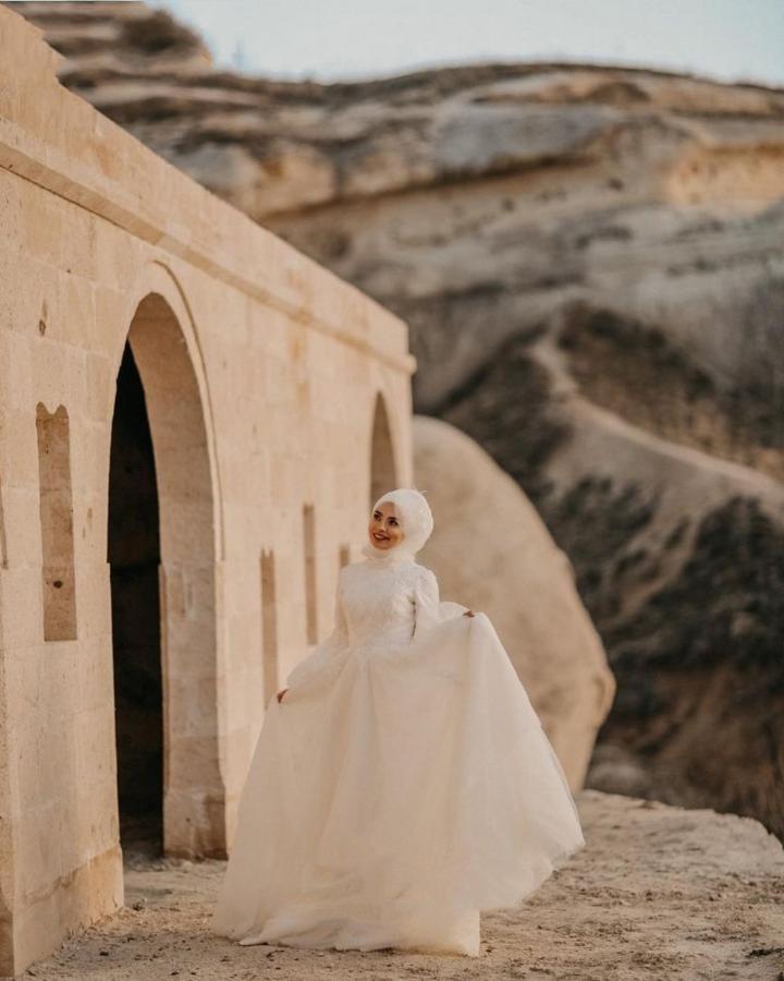 2021 New Muslim Wedding Dresses with Hijab Puffy Long Sleeves Lace Plus Size Bridal Gowns Custom Made vestido de novia