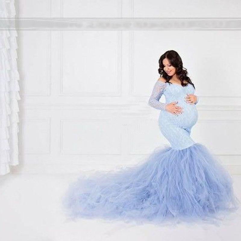 Long Sleeve Gown Lace Maxi Pregnant Women Clothes Photography Pregnancy Dress Maternity Dresses for Photo Shoot