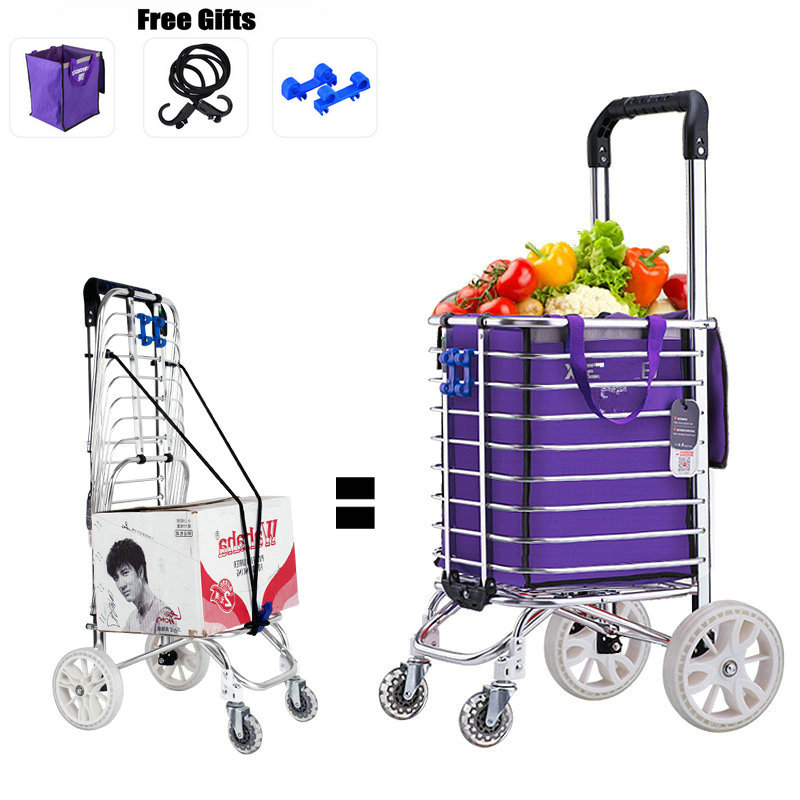 

Lightweight 3KG Household Shopping Cart with 35L Large Capacity, 16cm Wheel Portable Shopping Cart Suit For Flat Ground, Type1