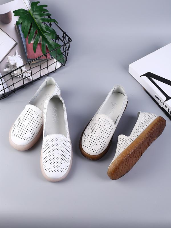 Summer new breathable non-slip comfortable comfortable wild flat shoes, Ivory
